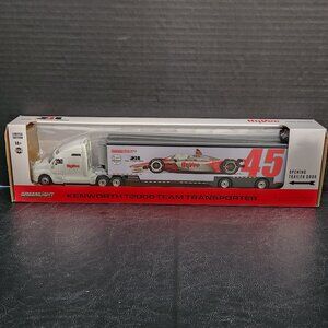 Indy Car 1/64 White RLL Race Car Hauler Truck 2022 Jack Harvey #45 Hyvee Metal